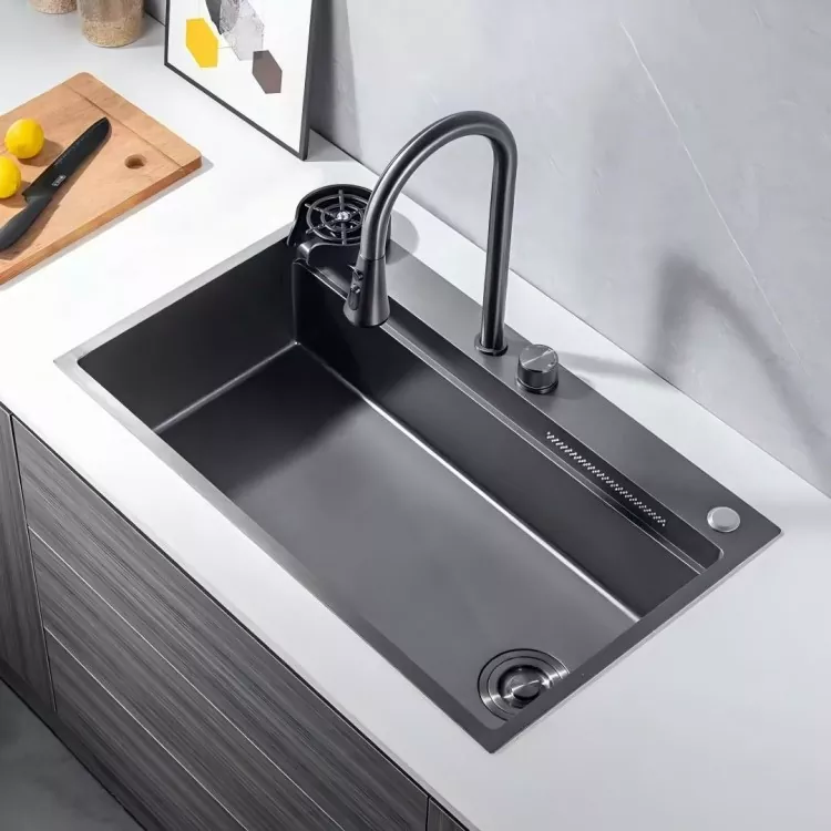 Robinet de cuisine extractible dissimulé avec fonction de pulvérisation